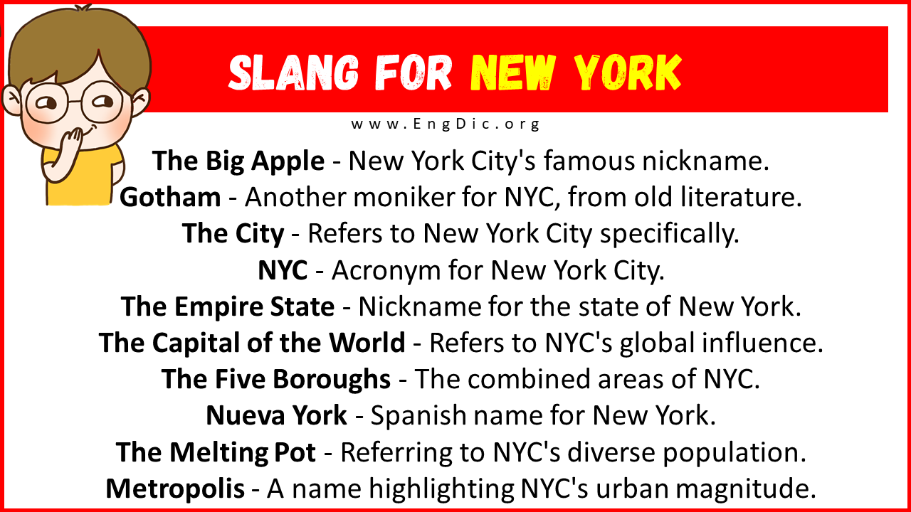 20+ Slang for New York (Their Uses & Meanings) EngDic