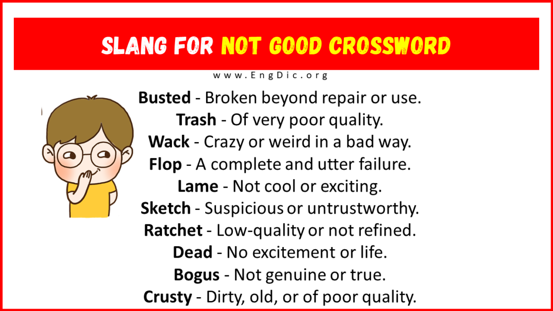 20 Slang For Not Good Crossword Their Uses Meanings EngDic