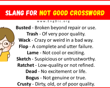 20+ Slang for Not Good Crossword (Their Uses & Meanings)