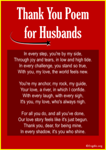 Top 10 Thank You Poems for Husbands - EngDic