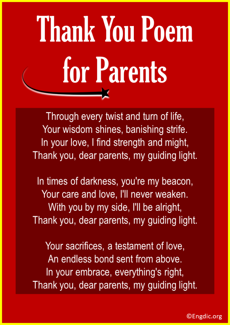 Top 10 Thank You Poems for Parents - EngDic