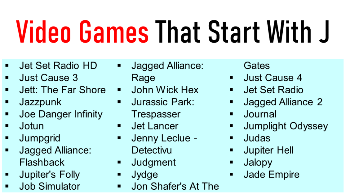 50+ Top Video Games That Start with J (Mobile and PC Games) EngDic