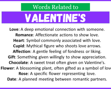 Top 30 Words Related to Valentine’s