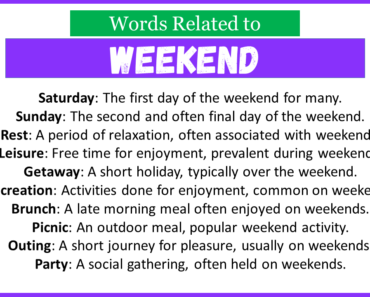 Top 30 Words Related to Weekend
