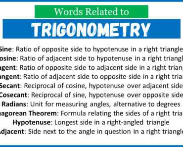Top 30 Words Related to Trigonometry
