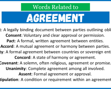 Top 30 Words Related to Agreement