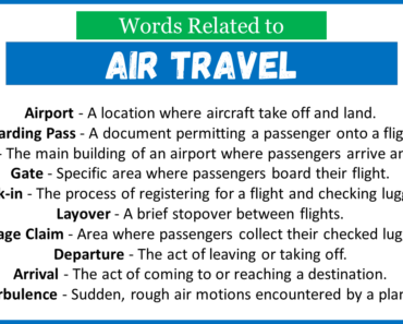 Top 30 Words Related to Air Travel
