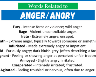 Top 30 Words Related to Anger