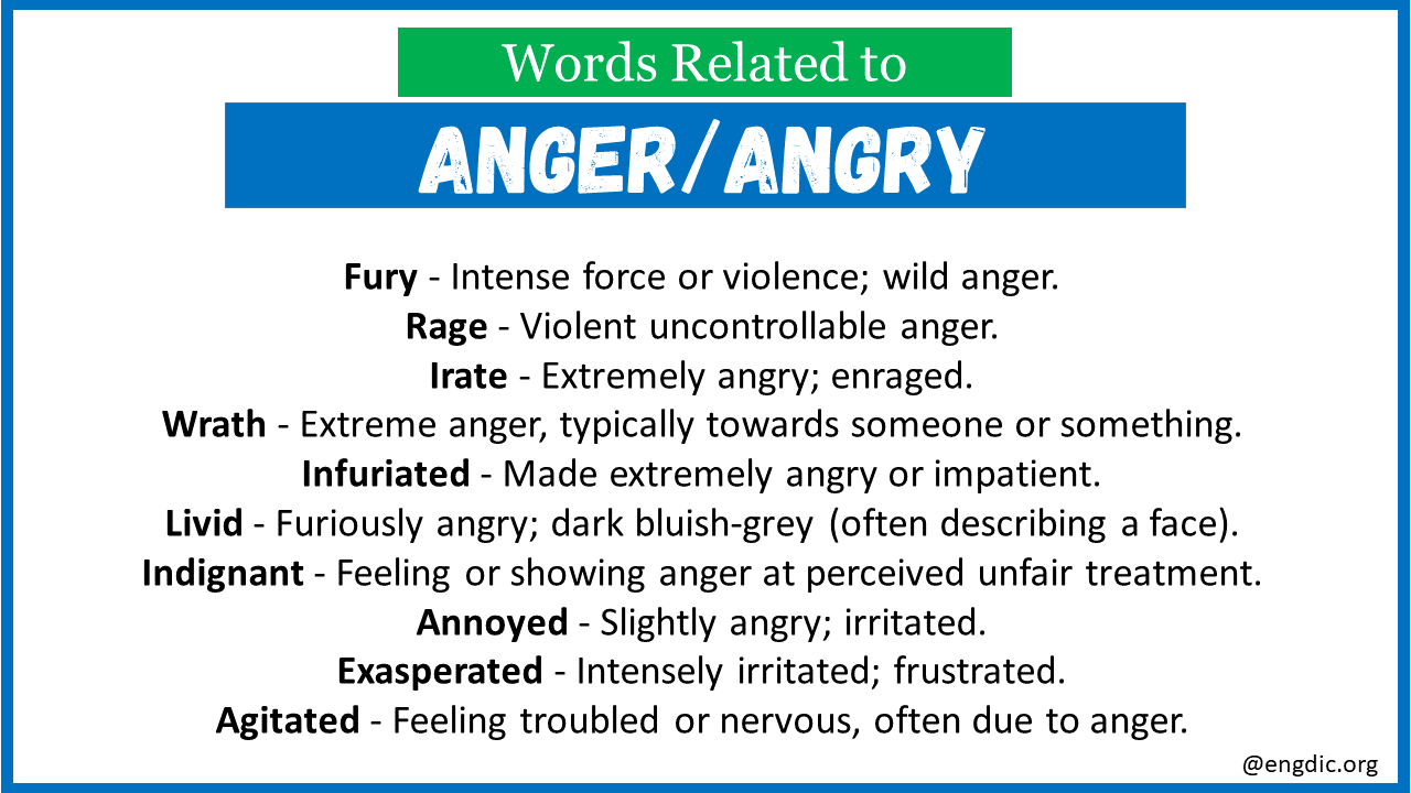 words related to anger angry