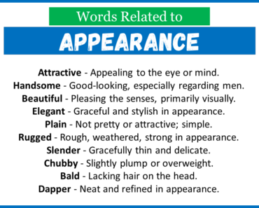 Top 30 Words Related to Appearance