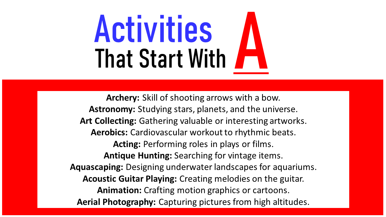 Activities that start with a