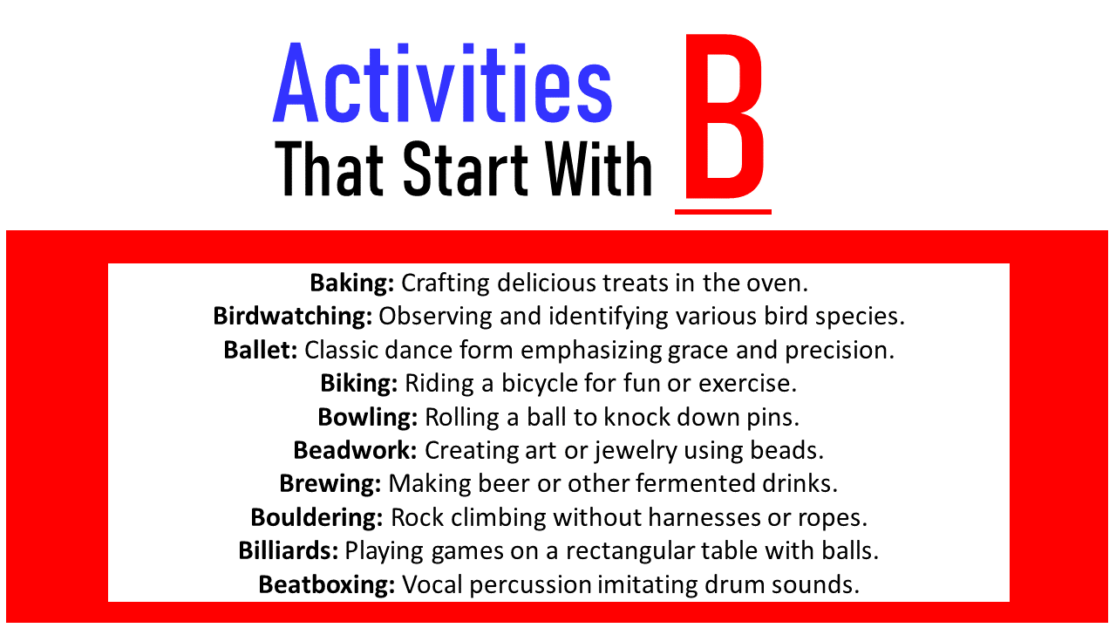 100+ Best Fun Activities That Start With B - EngDic