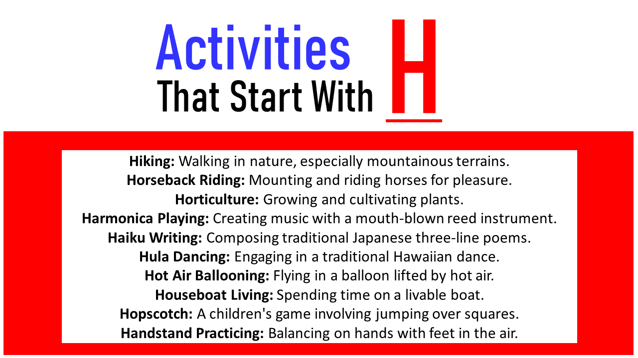 Activities that start with h