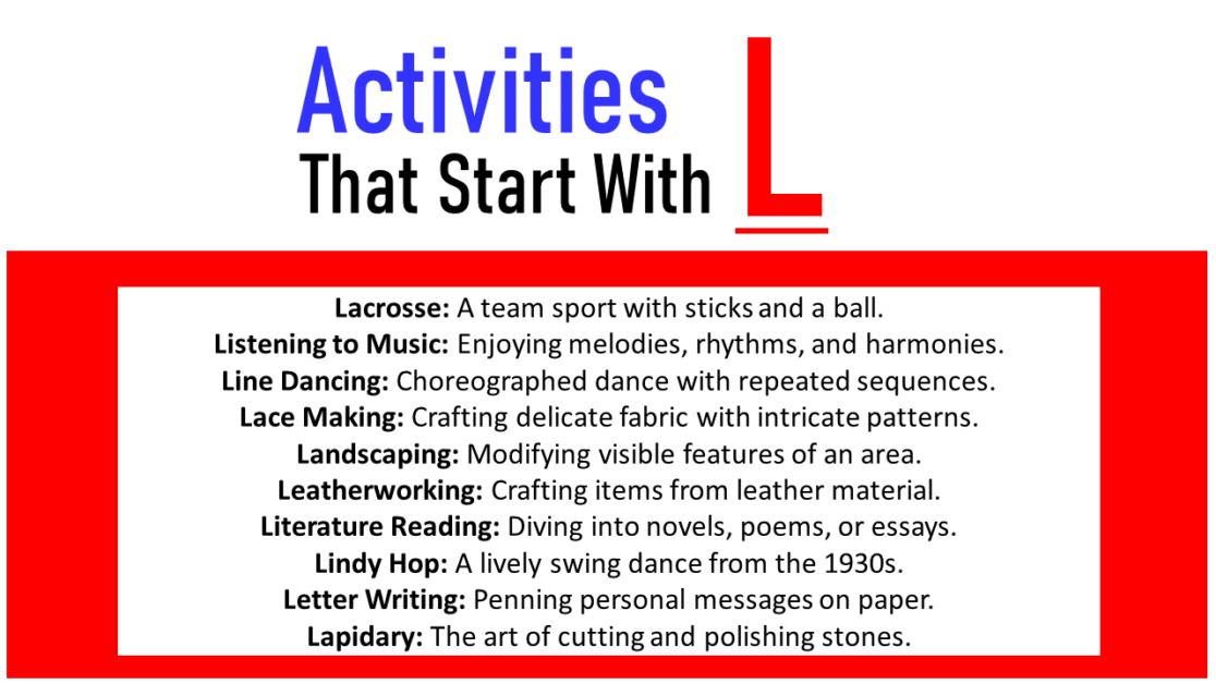 100+ Best Activities That Start With L - EngDic