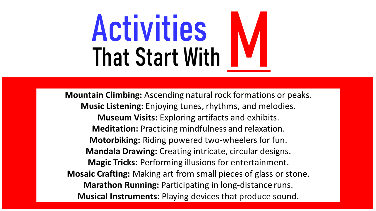 Activities that start with m