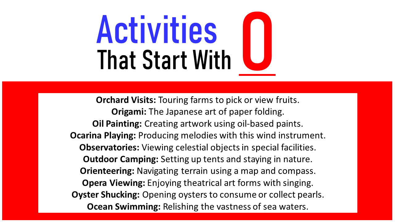 Activities that start with o