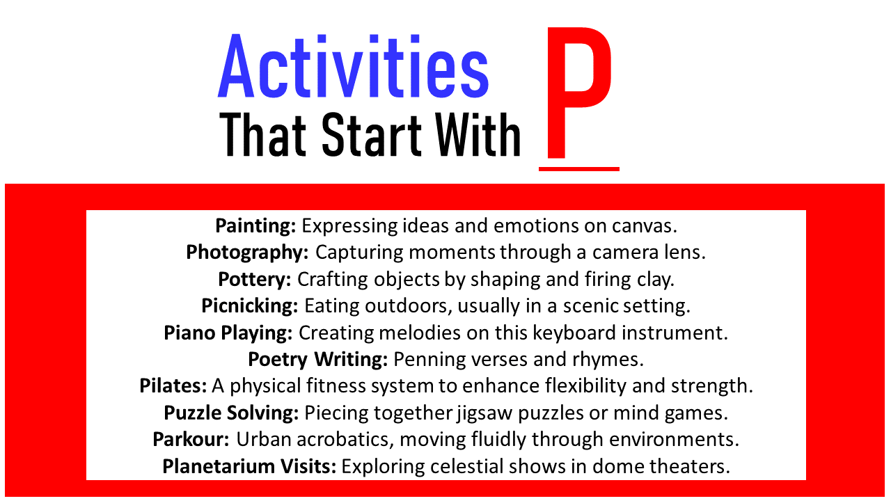 Activities that start with p