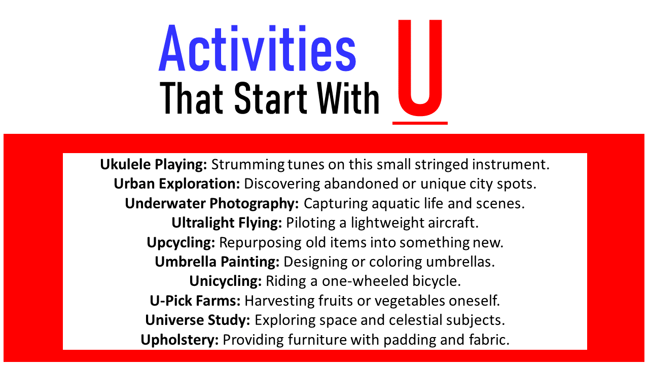 Activities that start with u