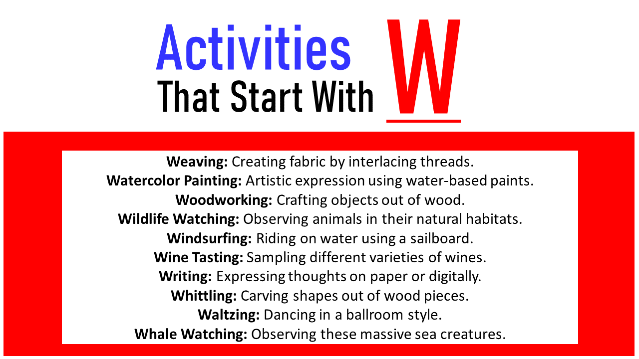 Activities that start with w