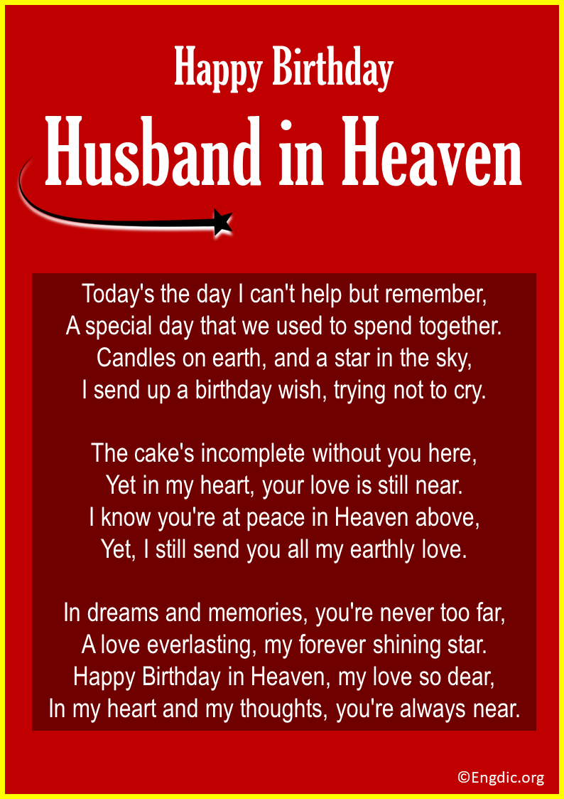 Birthday Poems about Husband in Heaven