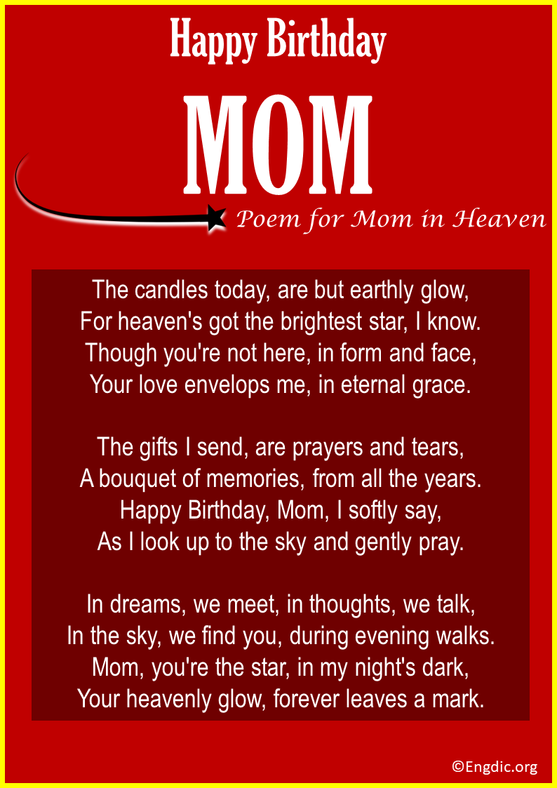 Birthday Poems about Mother in Heaven