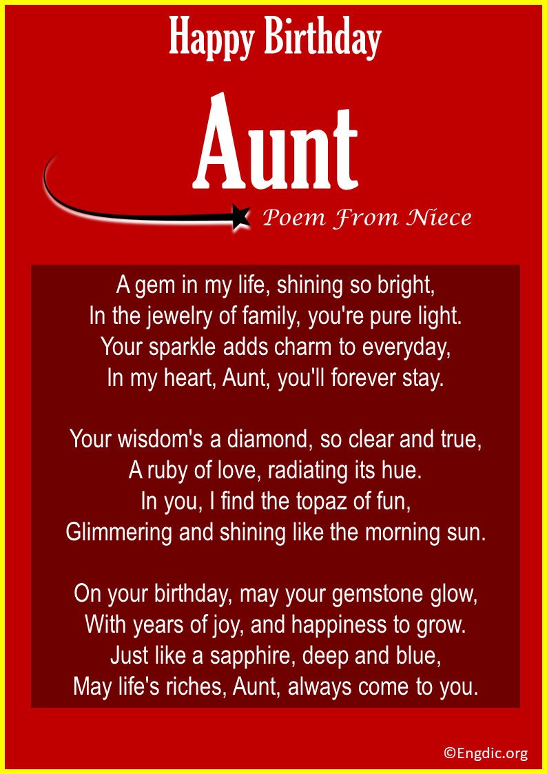 Birthday Poems about an Aunt from Niece