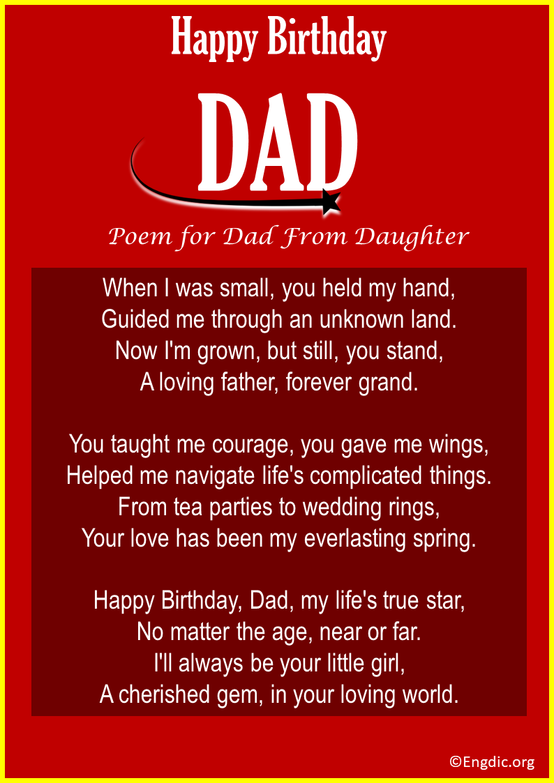 Birthday poem for store father from daughter