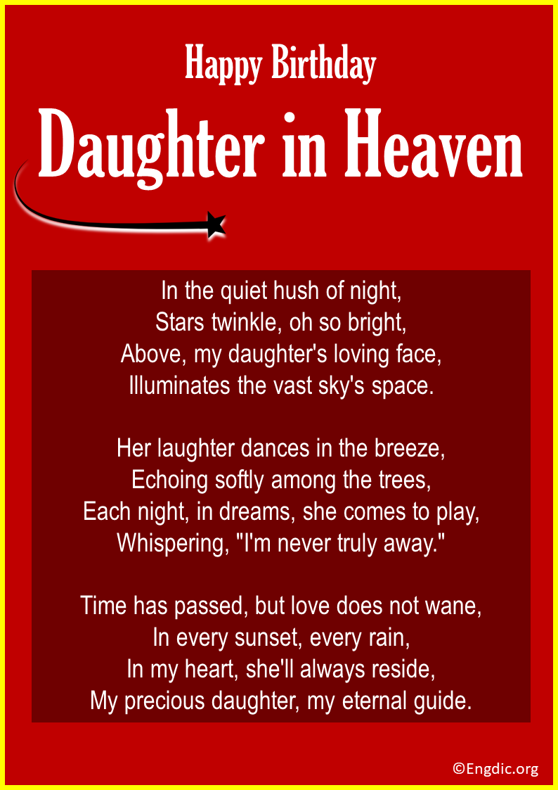 Birthday Poems for Daughter in Heaven
