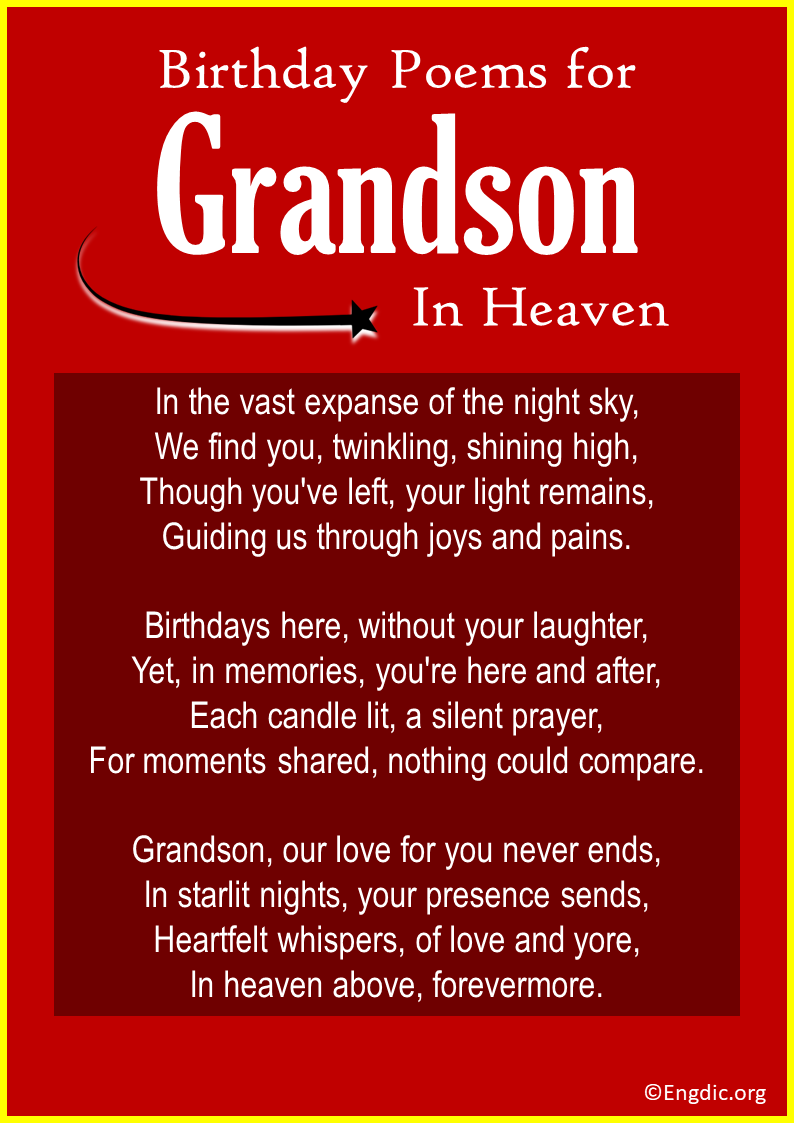 Birthday Poems for Grandson In Heaven