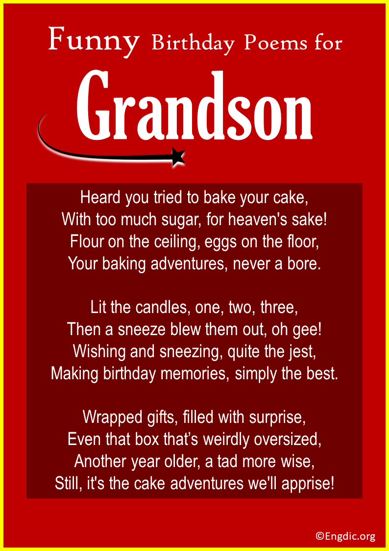 Funny Birthday Poems for Grandson