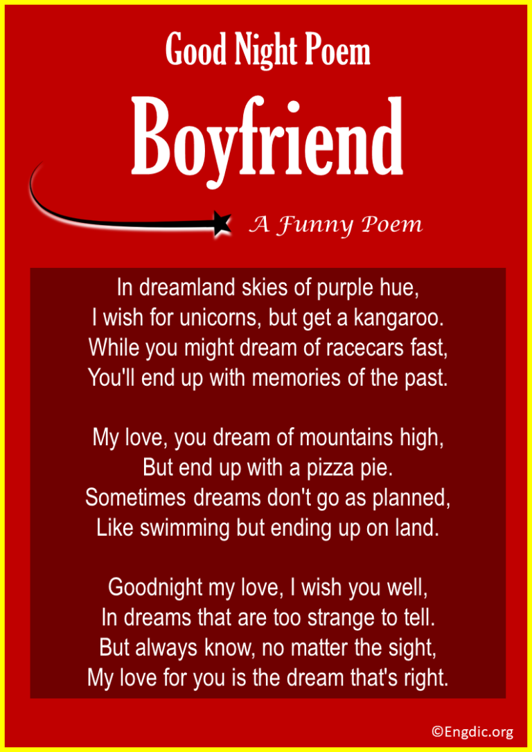 12 Romantic & Funny Good Night Poems for Boyfriend/Him – EngDic