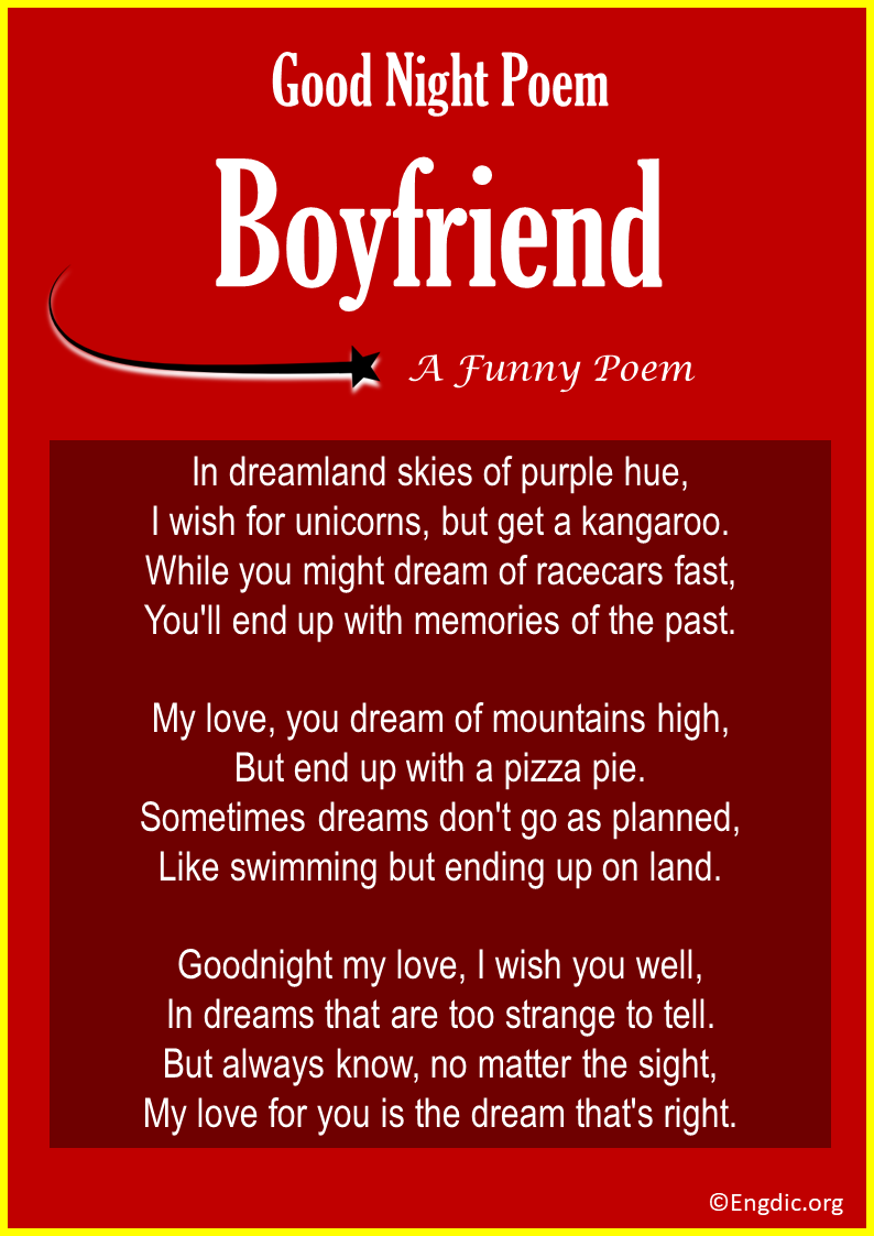 Funny Good Night Poems For Boyfriend