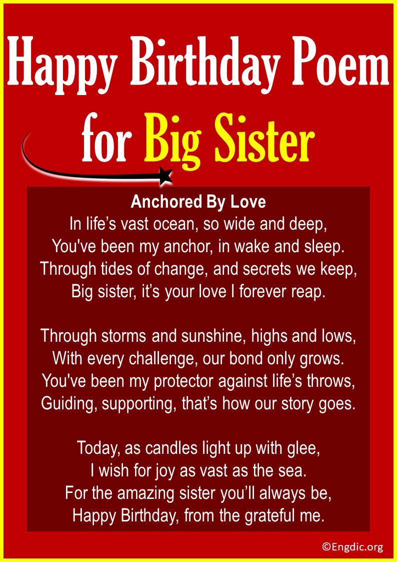 Happy Birthday Poem for Big Sister