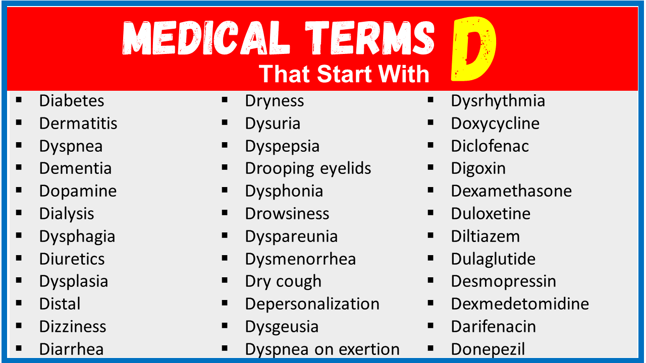 Medical Terms That Start With D