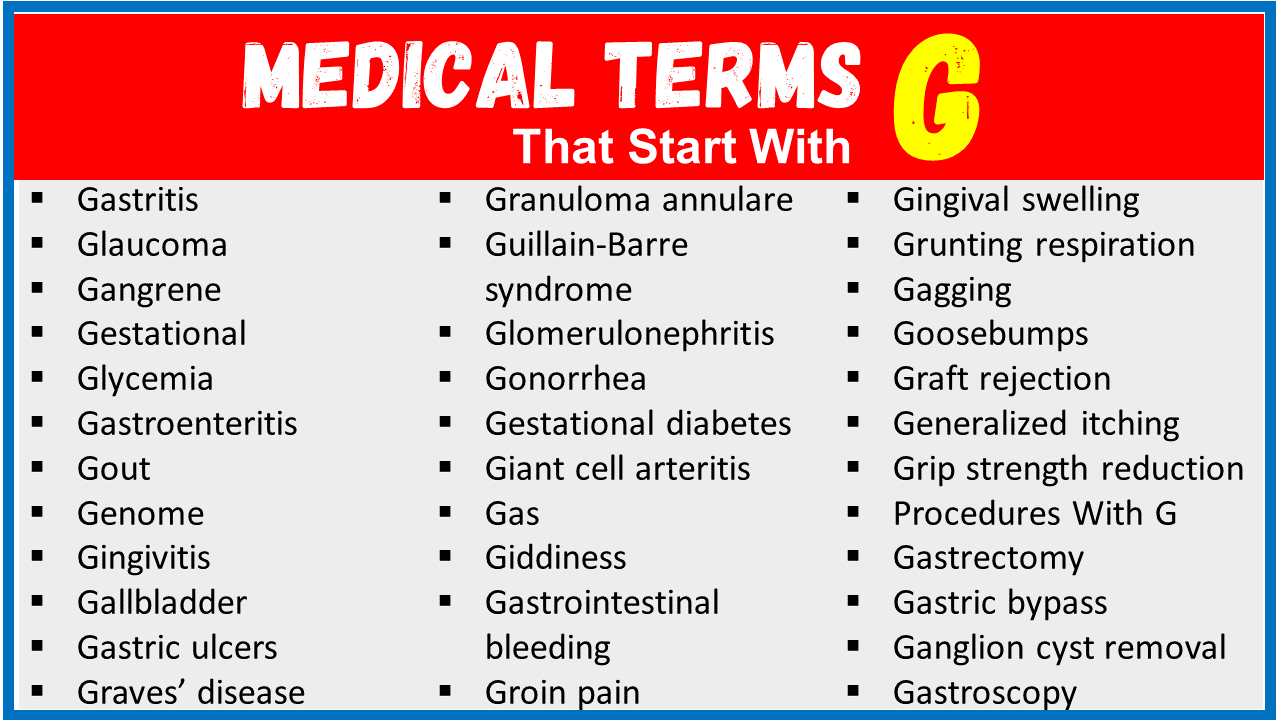 Medical Terms That Start With G