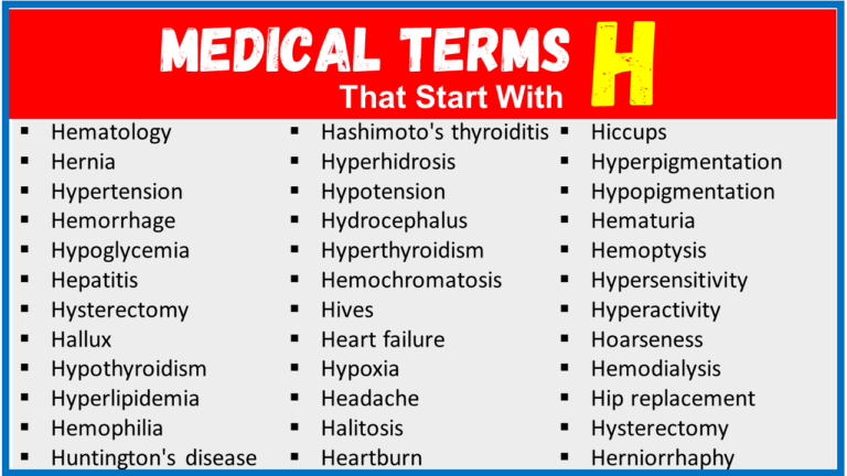 Medical Terms That Start With H -(Medical Words Mastery) - EngDic