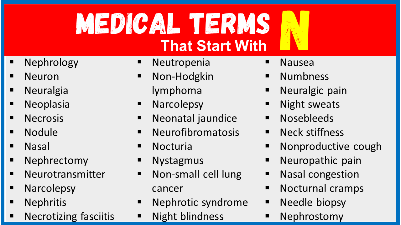 Medical Terms That Start With N