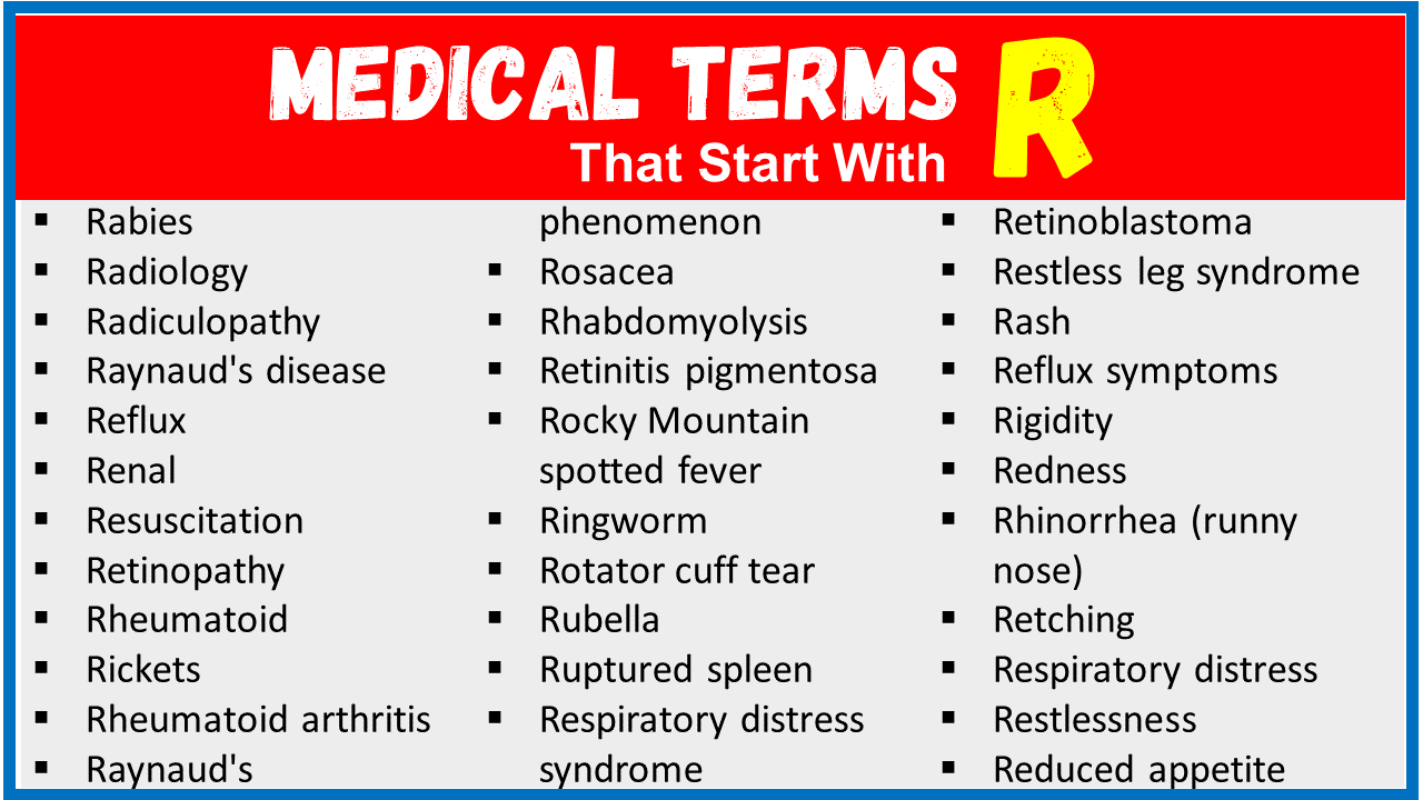 Medical Terms That Start With R