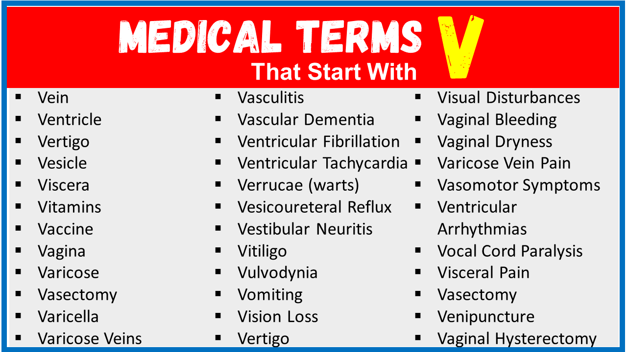 Medical Terms That Start With V