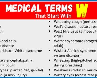 Medical Terms That Start With W -(Medical Words Mastery)