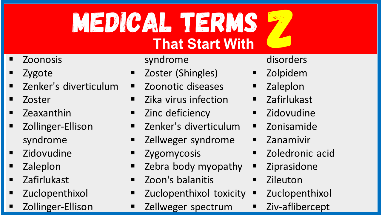 Medical Terms That Start With Z