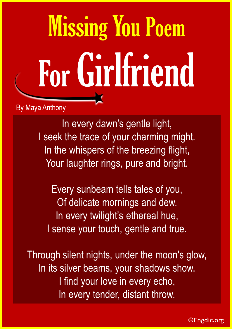 “Missing You” Poems for Girlfriend