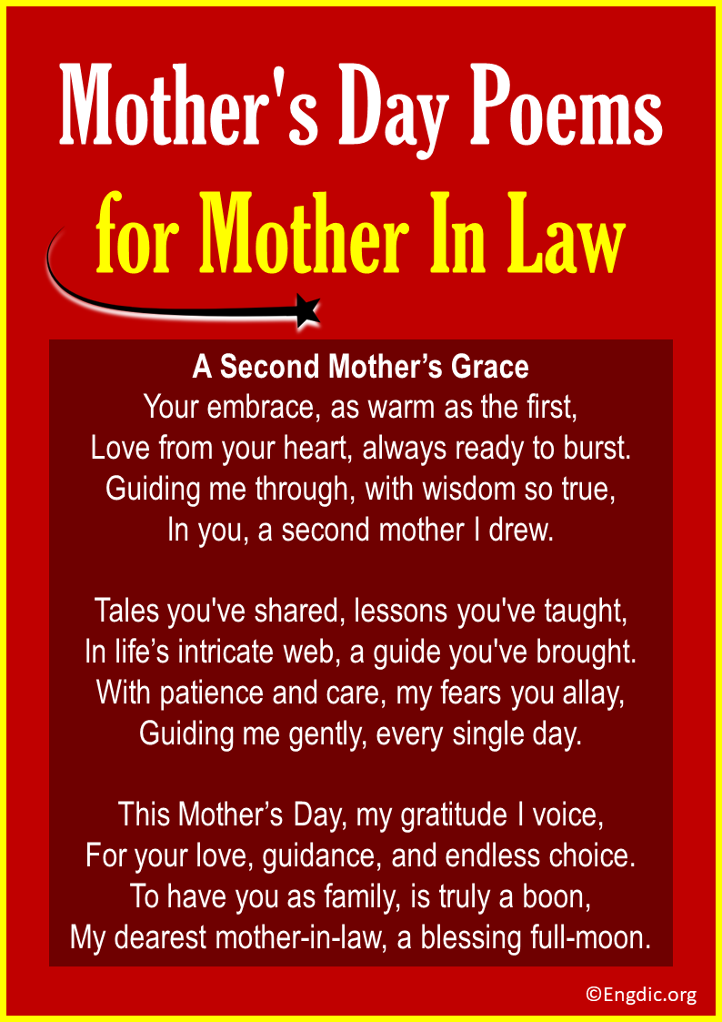Mother's Day Poems for Mother In Law