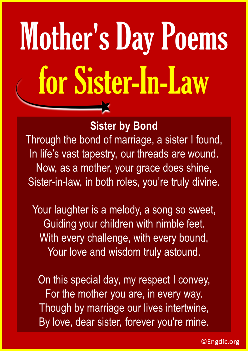 Mother's Day Poems for Sister In Law