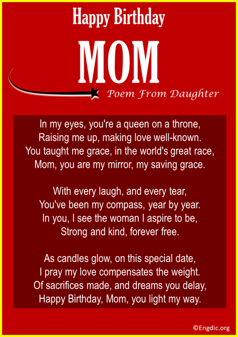 15 Birthday Poems for Mother (Cute & Heart Touching) EngDic