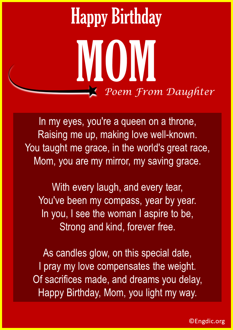 Poem for Mom Birthday from Daughter