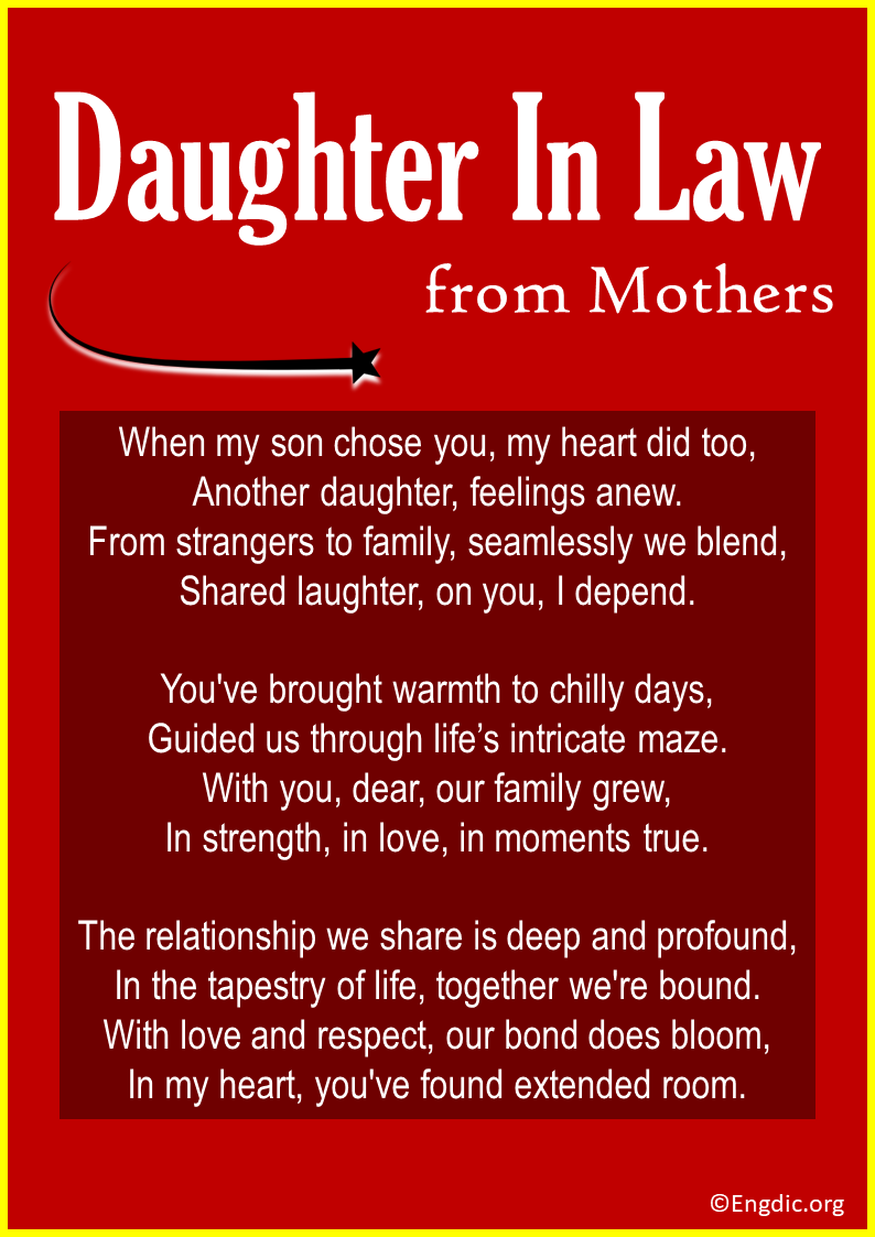 Poems about Daughter In Laws from Mothers