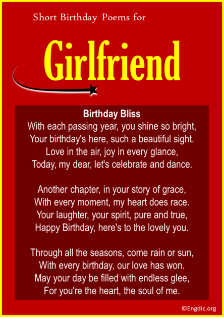 15 Birthday Poems for Girlfriend (Romantic & Funny) - EngDic