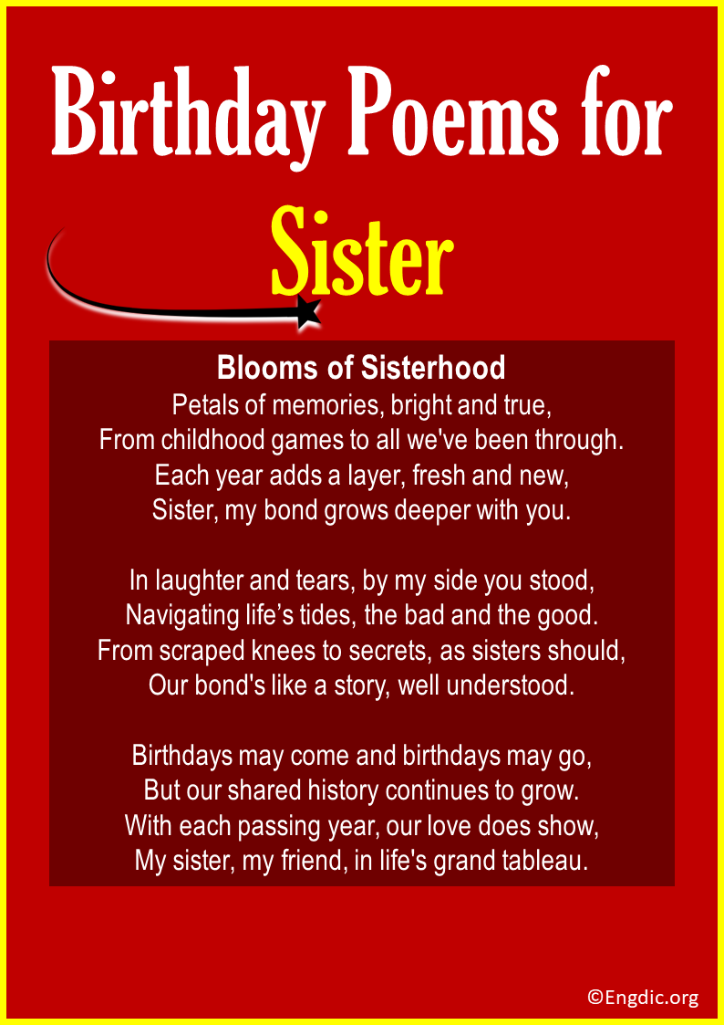 Short Birthday Poems for Sister
