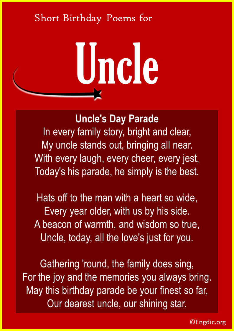 Short Birthday Poems for Uncle